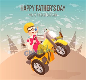 创意骑越野摩托车的父子